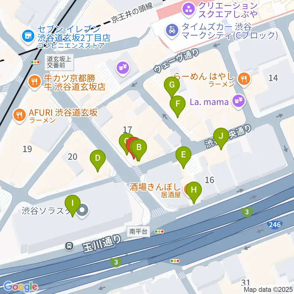 渋谷GUILTY周辺のカフェ一覧地図