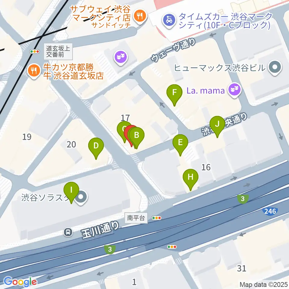 渋谷GUILTY周辺のカフェ一覧地図
