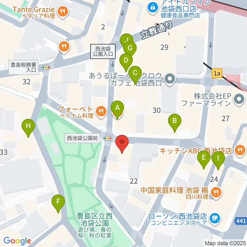 ココナッツディスク池袋店周辺のカフェ一覧地図