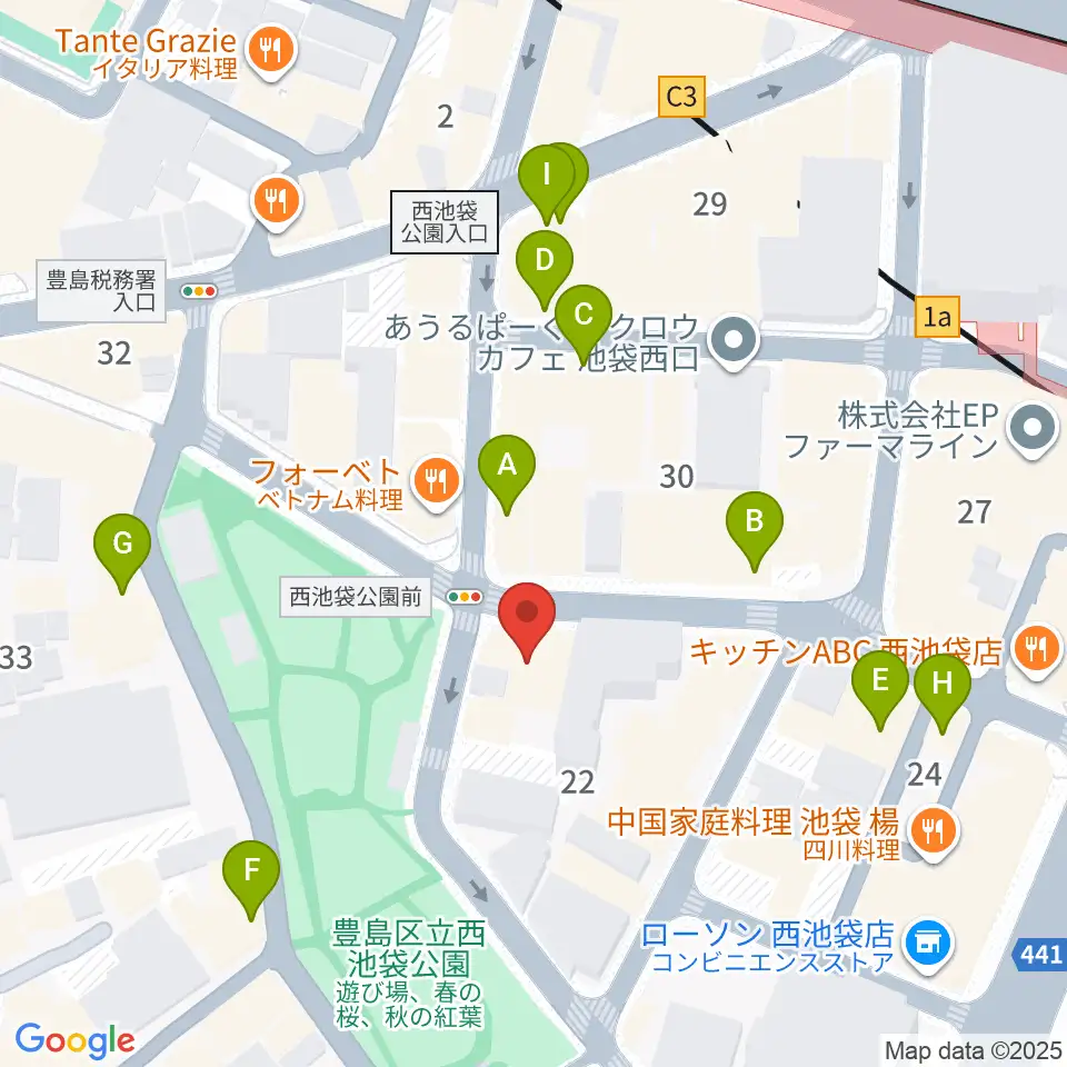 ココナッツディスク池袋店周辺のカフェ一覧地図