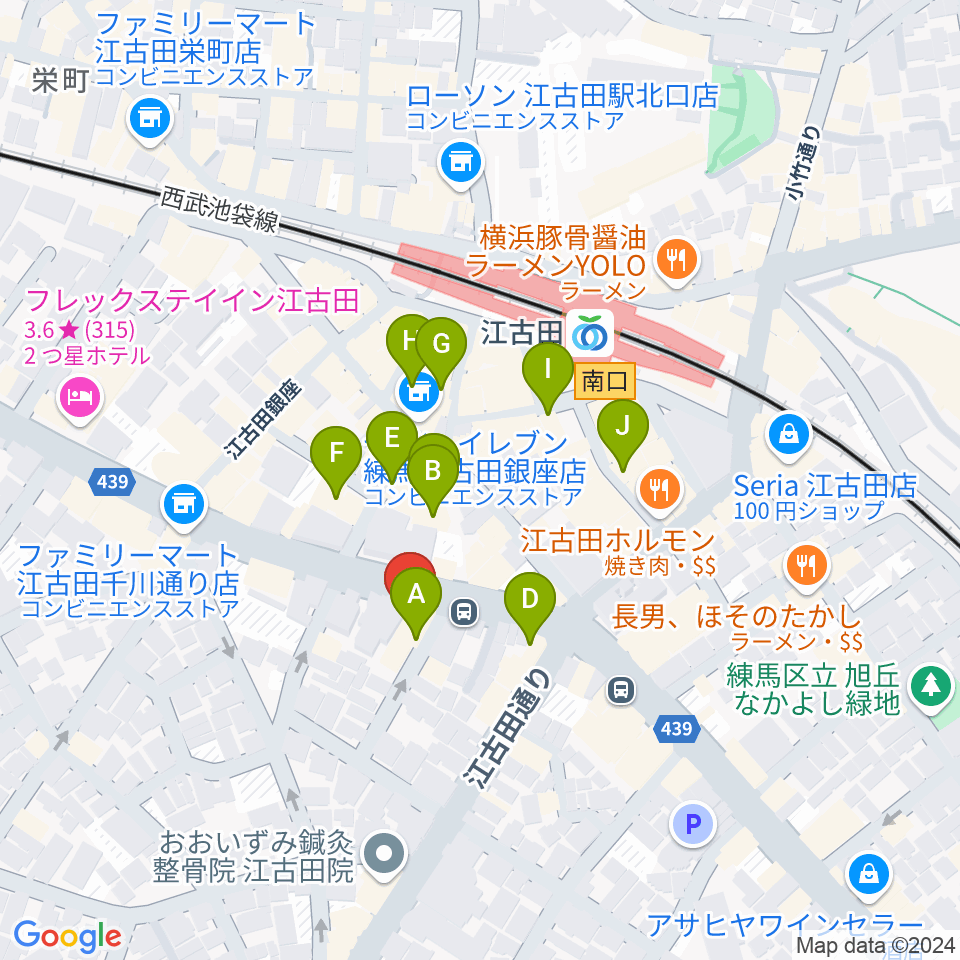 ココナッツディスク江古田店周辺のカフェ一覧地図