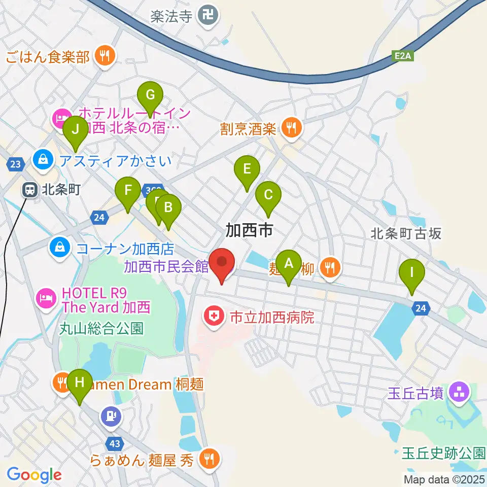 加西市民会館周辺のカフェ一覧地図