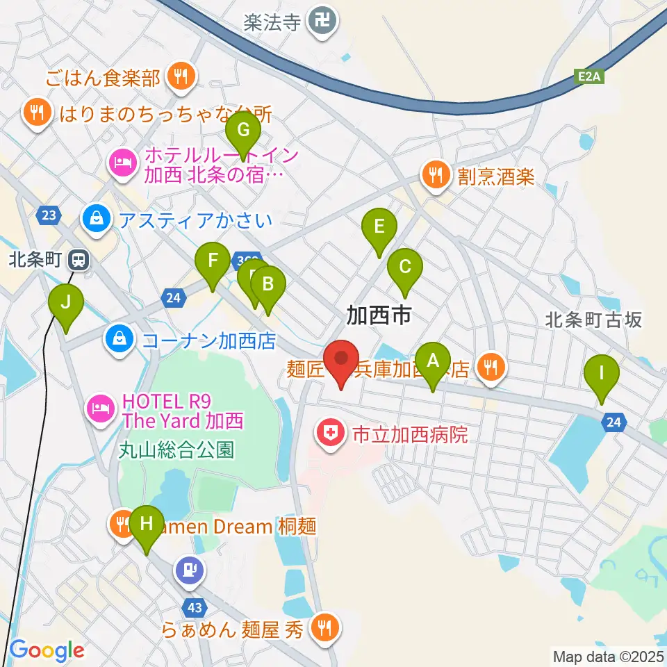 加西市民会館周辺のカフェ一覧地図