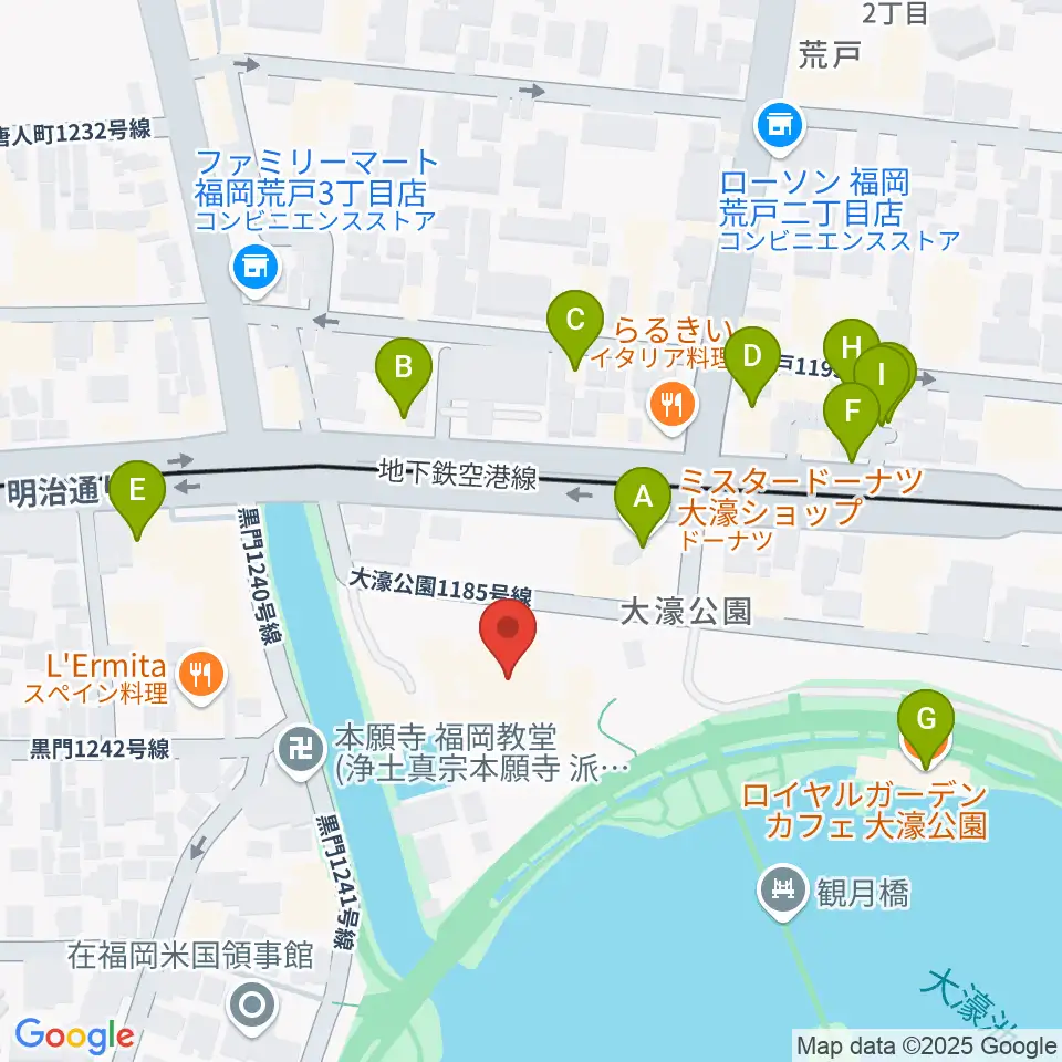 大濠公園能楽堂周辺のカフェ一覧地図