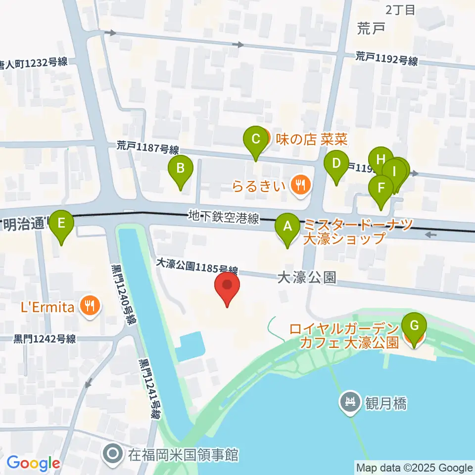大濠公園能楽堂周辺のカフェ一覧地図