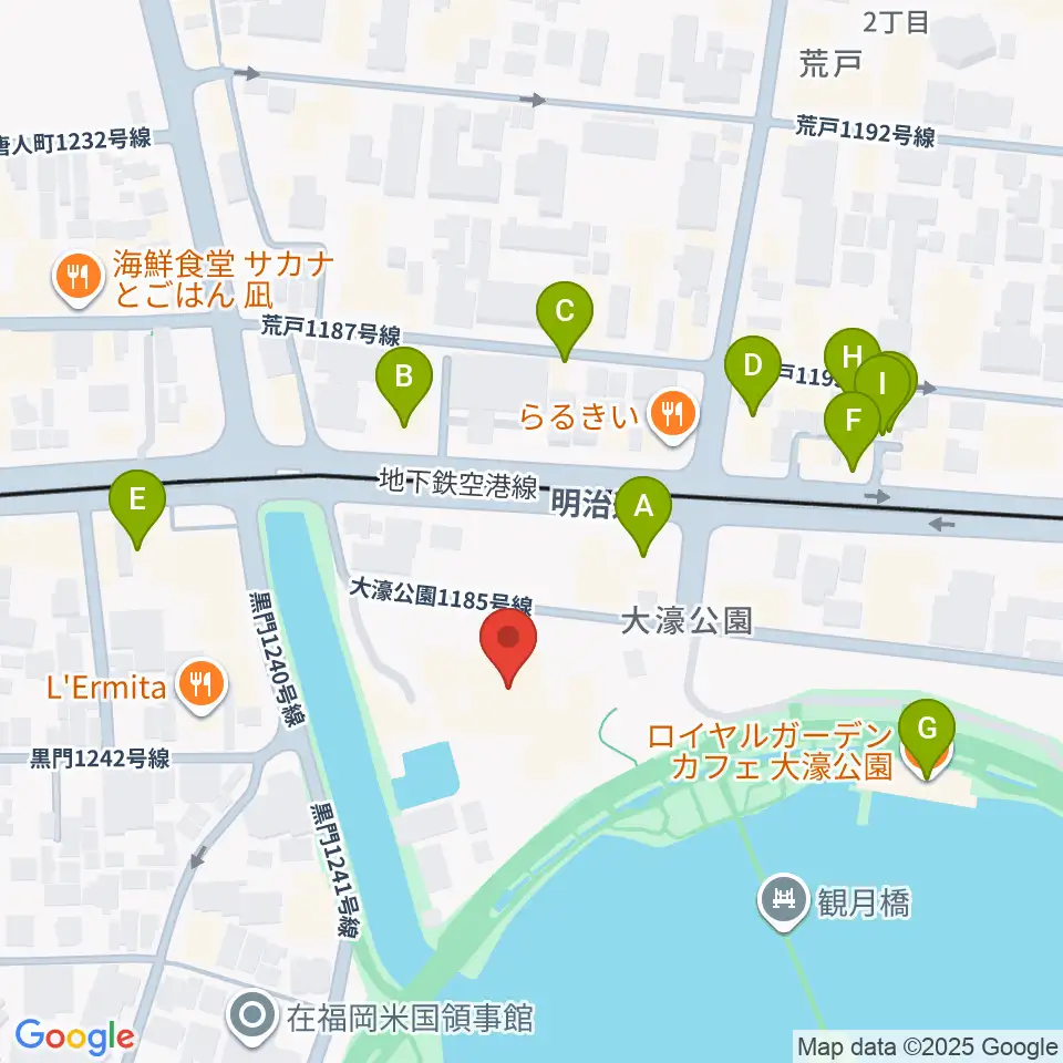 大濠公園能楽堂周辺のカフェ一覧地図