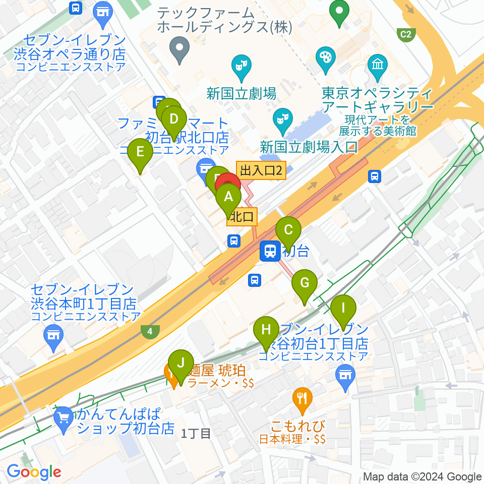 初台DOORS周辺のカフェ一覧地図