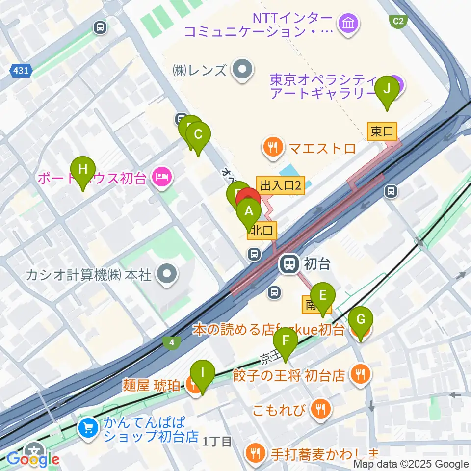 初台DOORS周辺のカフェ一覧地図