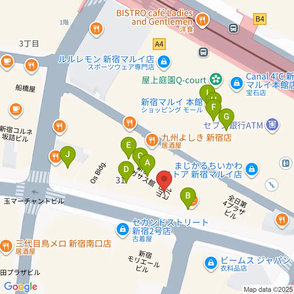 ディスクユニオン新宿周辺のカフェ一覧地図