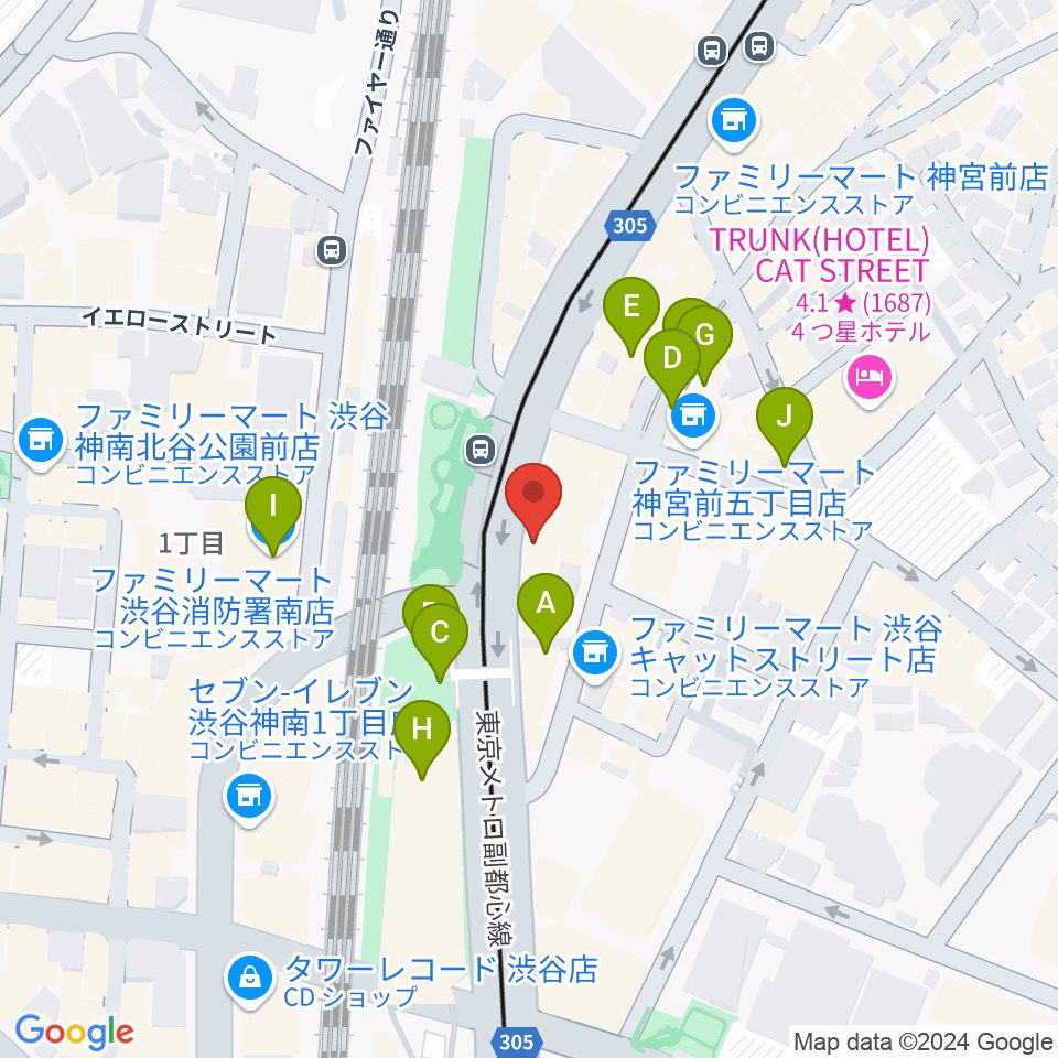 ハイファイ・レコード・ストア周辺のカフェ一覧地図