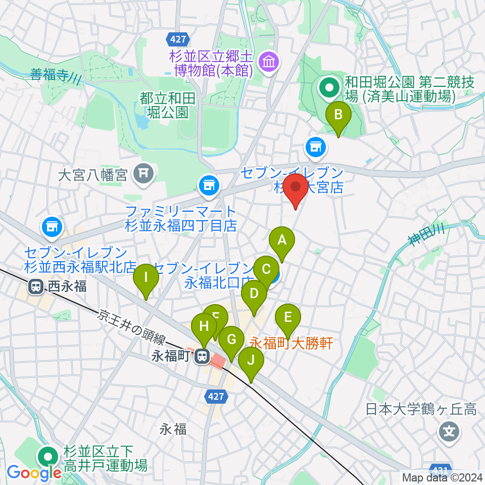 ソノリウム周辺のカフェ一覧地図