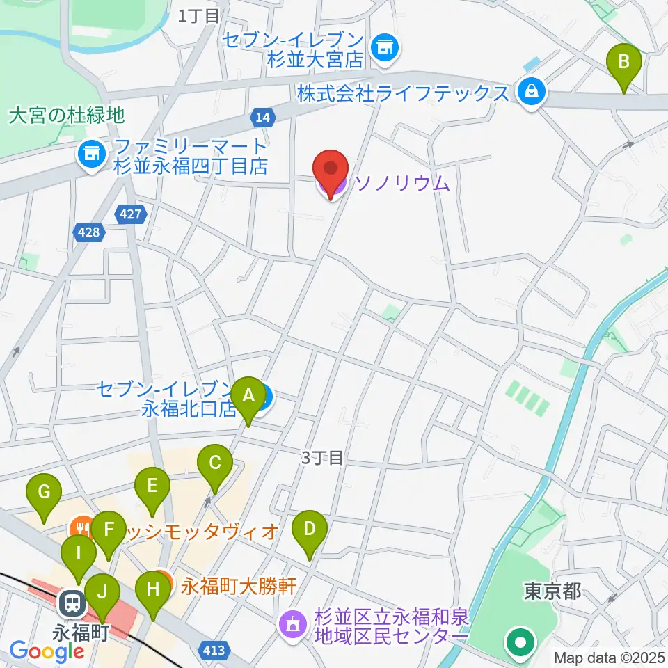 ソノリウム周辺のカフェ一覧地図