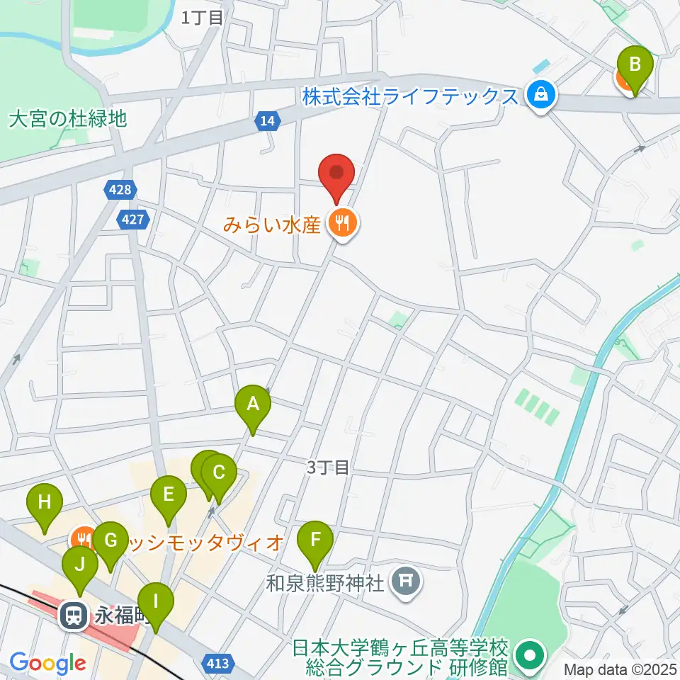 ソノリウム周辺のカフェ一覧地図