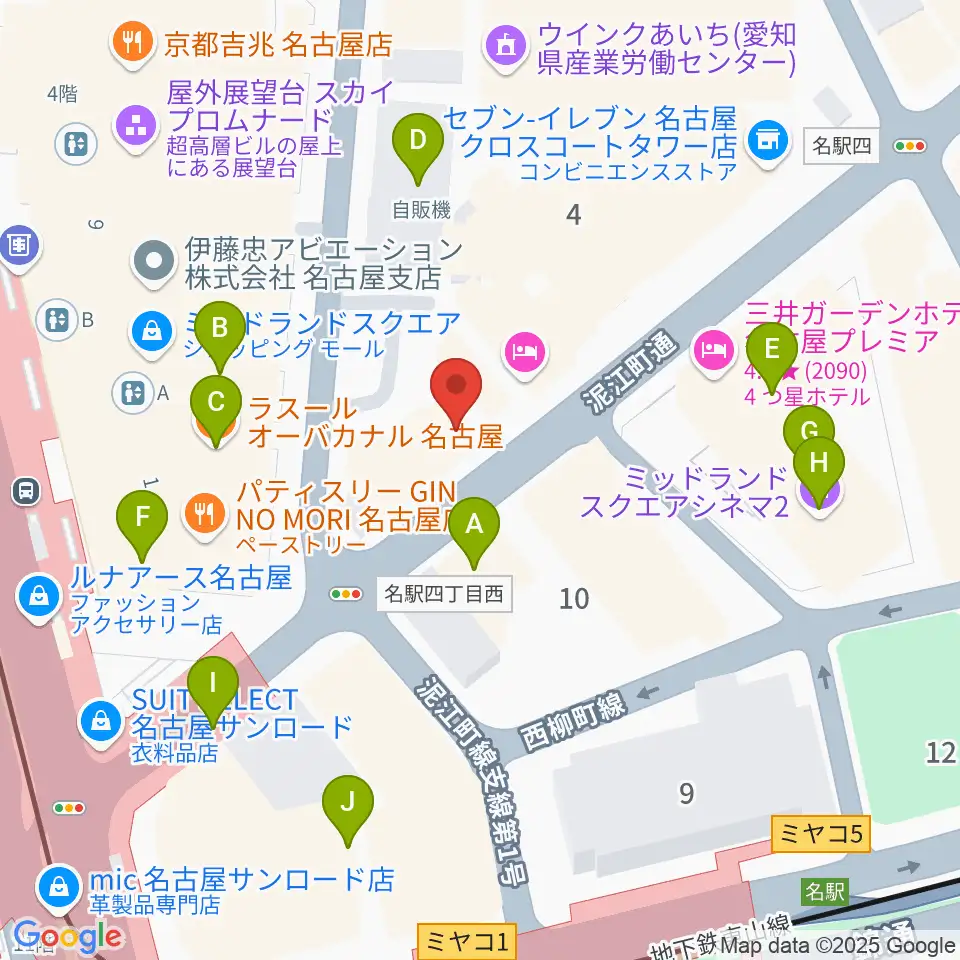 バナナレコード名駅店周辺のカフェ一覧地図