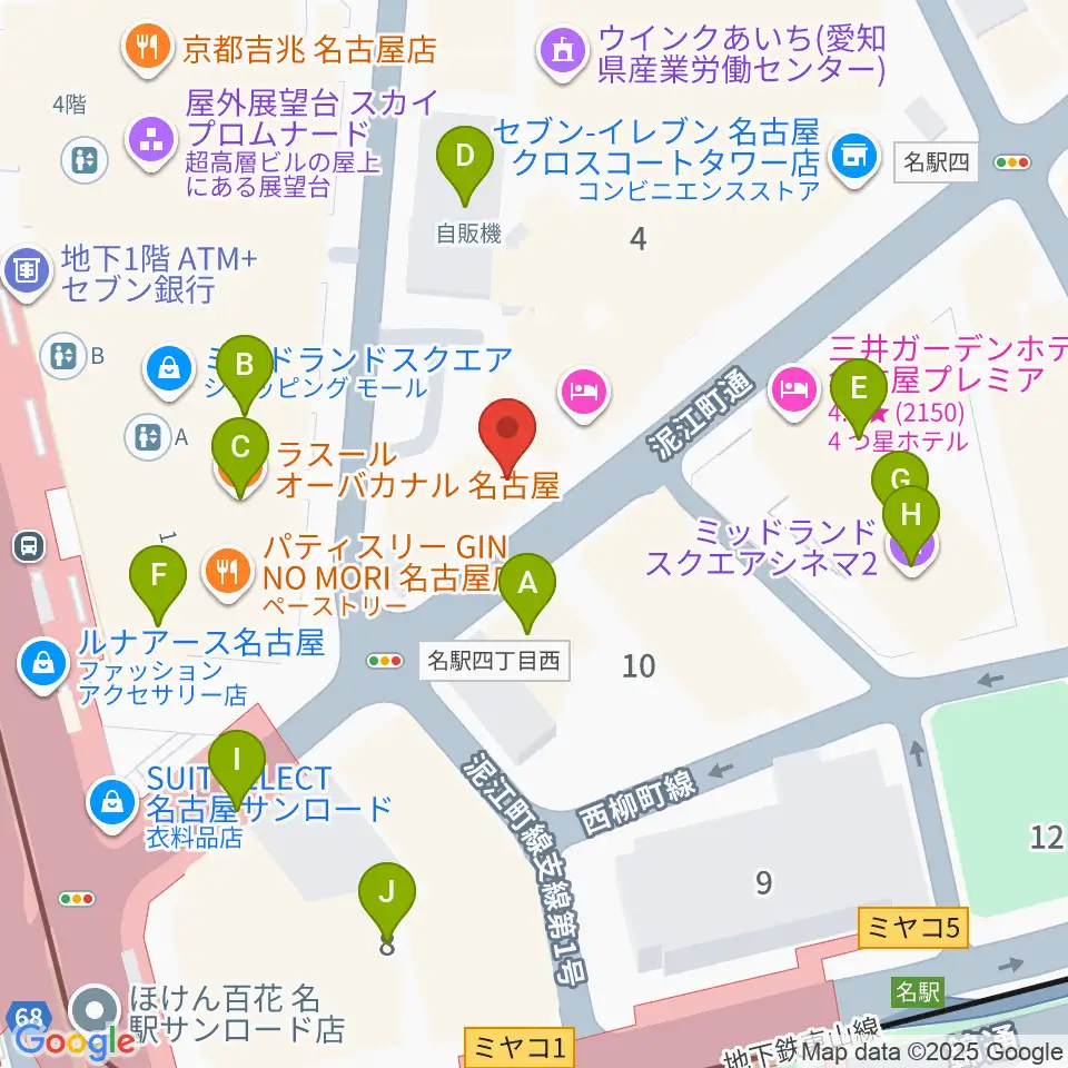 バナナレコード名駅店周辺のカフェ一覧地図