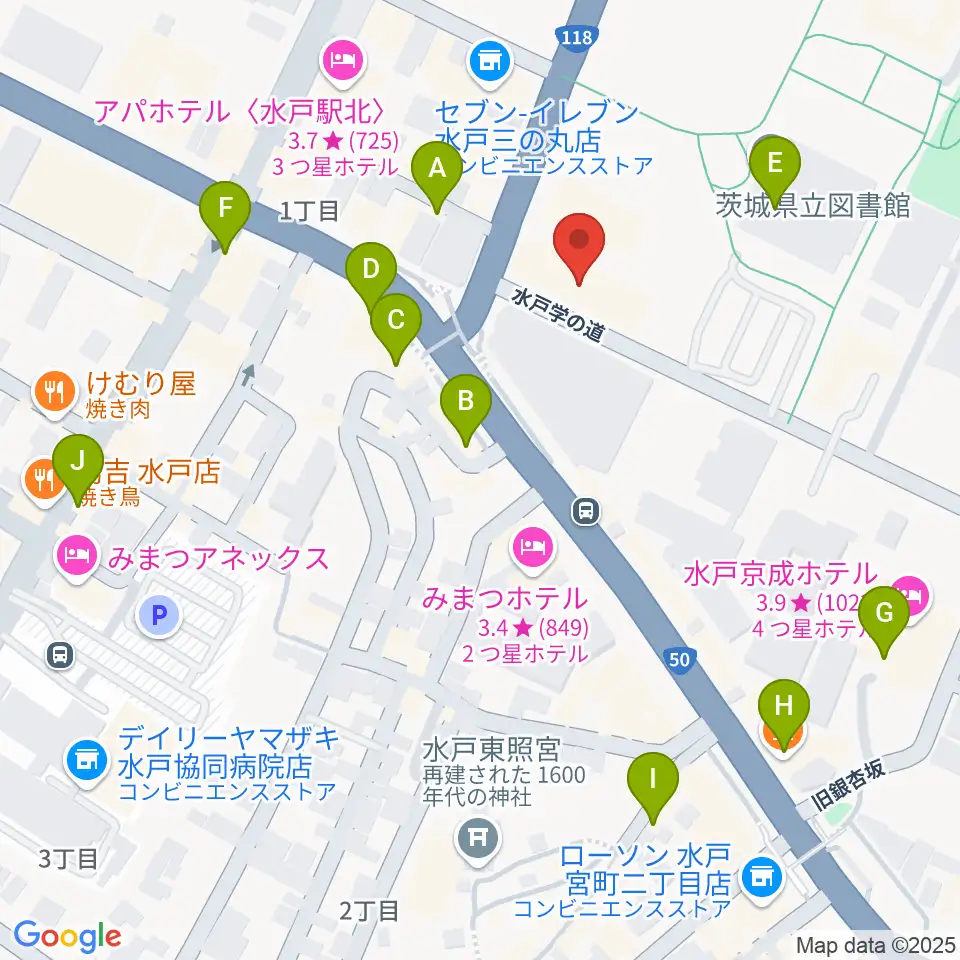 常陽藝文センター周辺のカフェ一覧地図