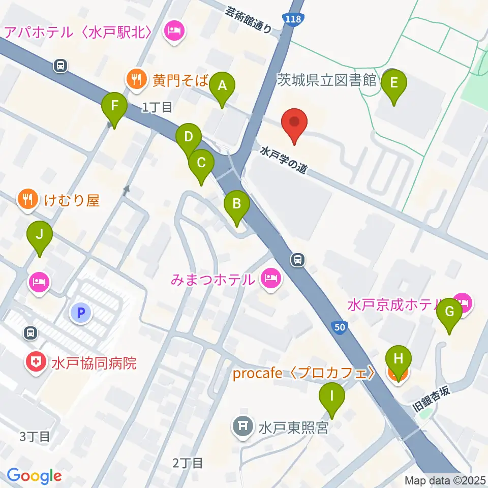 常陽藝文センター周辺のカフェ一覧地図