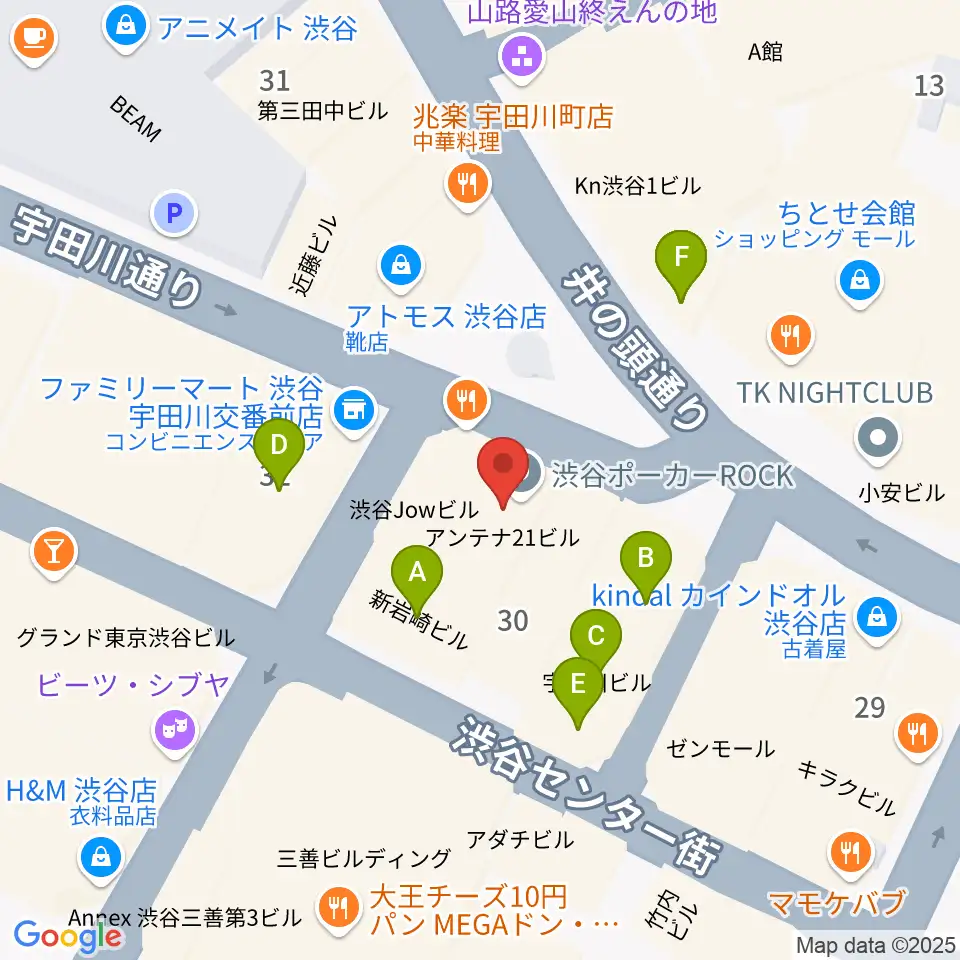 ディスクユニオン渋谷ジャズ/レアグルーヴ館周辺のカフェ一覧地図