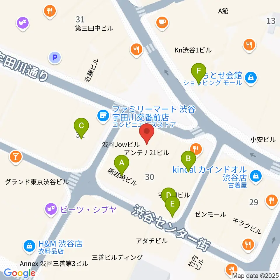 ディスクユニオン渋谷ジャズ/レアグルーヴ館周辺のカフェ一覧地図