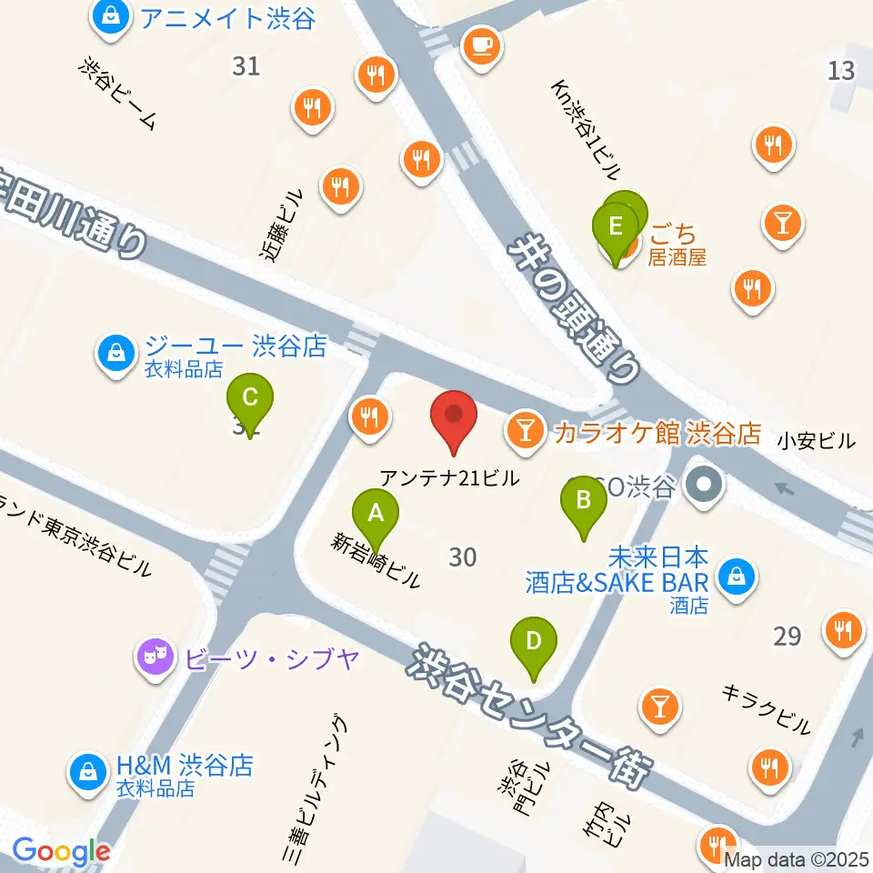 ディスクユニオン渋谷ジャズ/レアグルーヴ館周辺のカフェ一覧地図