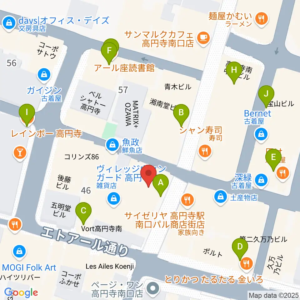 UNIVERSOUNDS周辺のカフェ一覧地図
