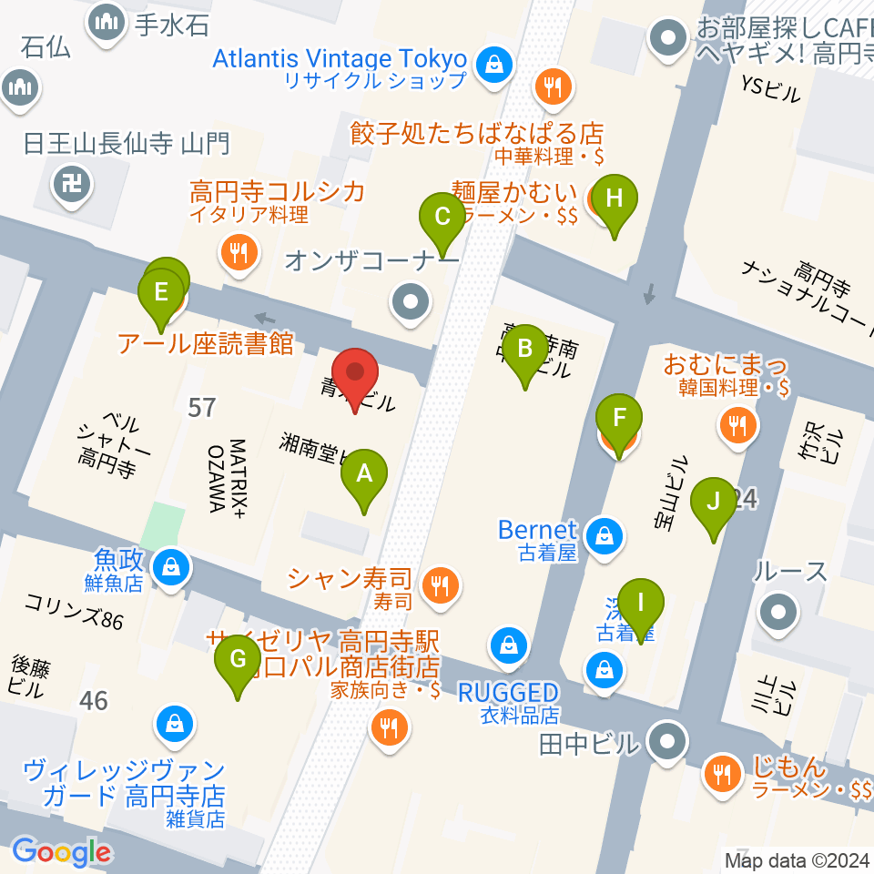 ビー・インレコーズ周辺のカフェ一覧地図