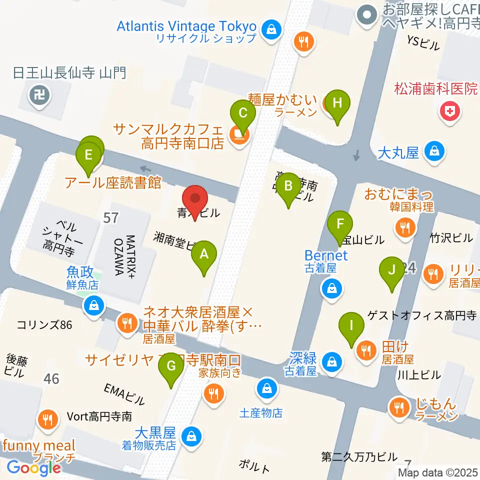 ビー・インレコーズ周辺のカフェ一覧地図
