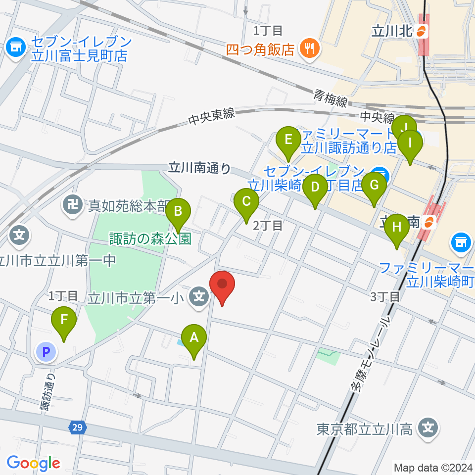 柴崎学習館周辺のカフェ一覧地図