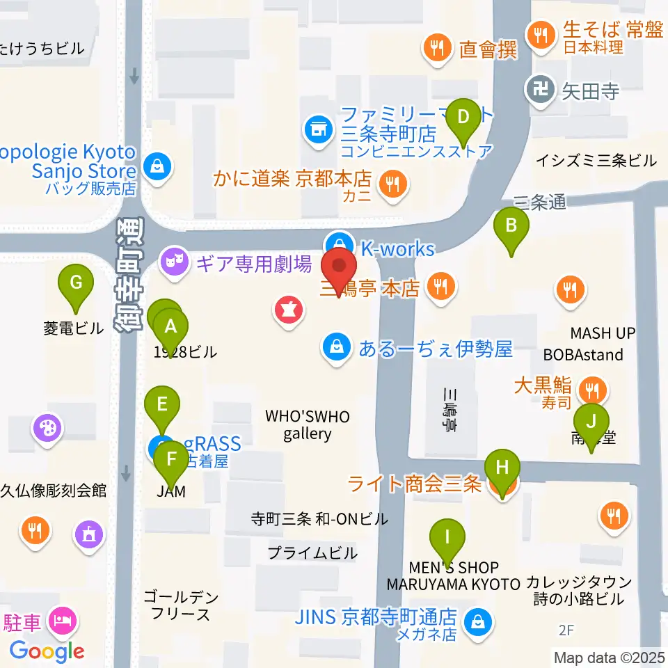 京都HAPPY JACK周辺のカフェ一覧地図