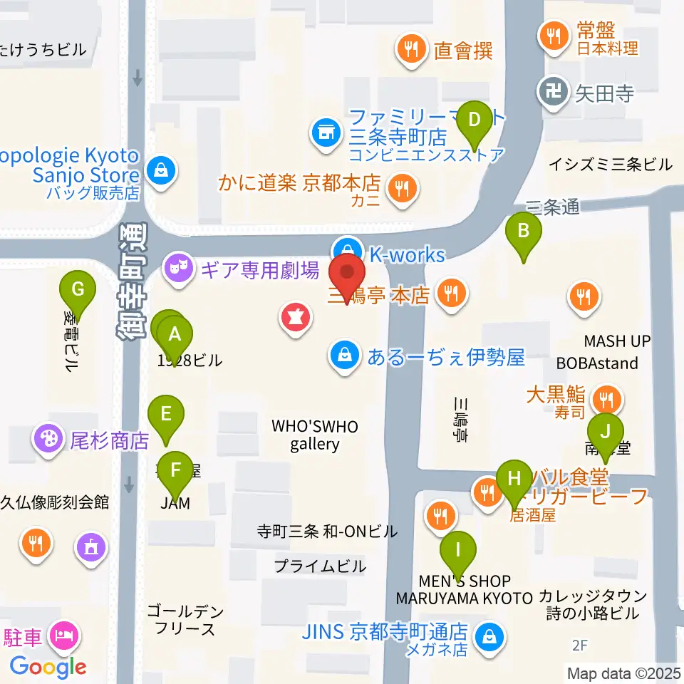 京都HAPPY JACK周辺のカフェ一覧地図