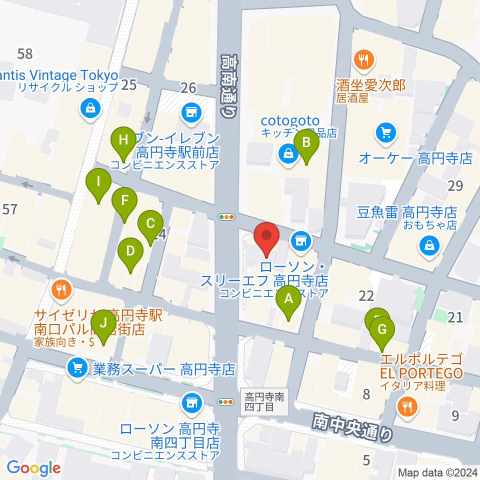 高円寺レコードショップBASE周辺のカフェ一覧地図