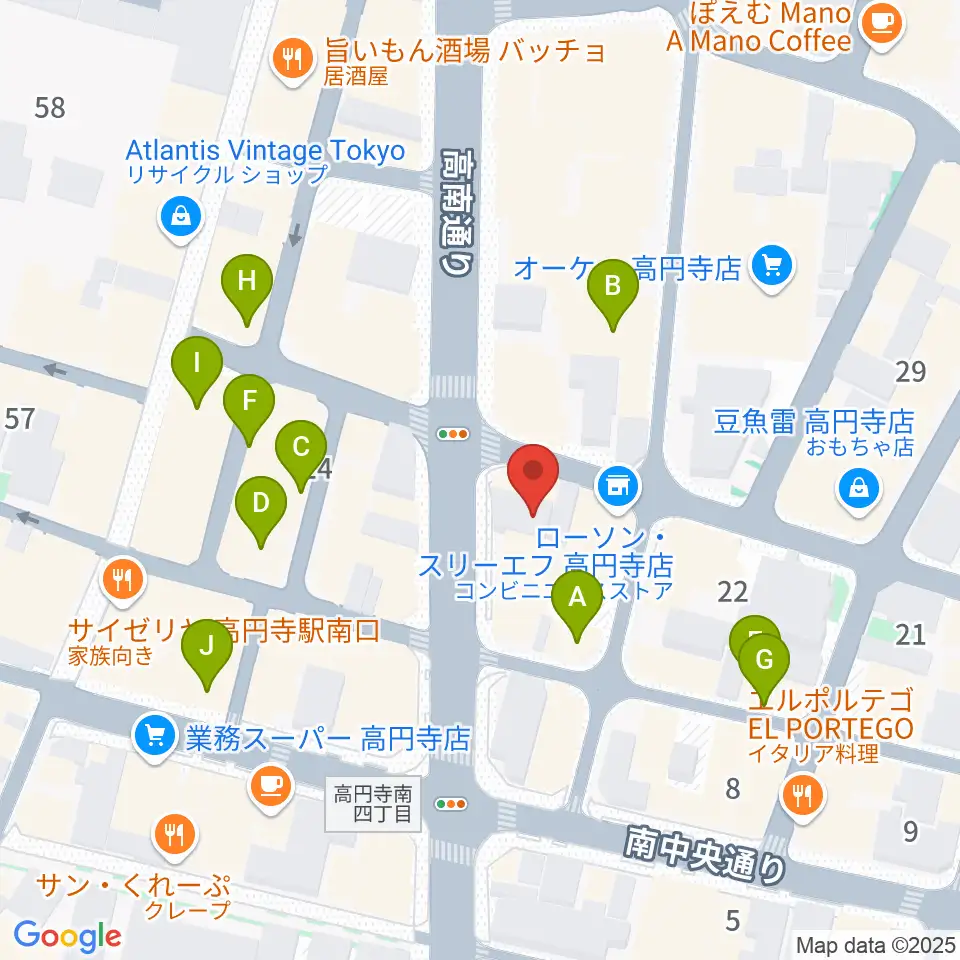 高円寺レコードショップBASE周辺のカフェ一覧地図