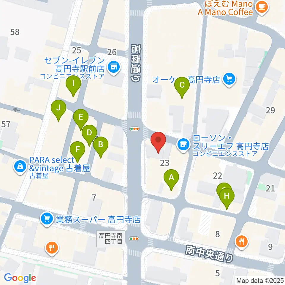 高円寺レコードショップBASE周辺のカフェ一覧地図