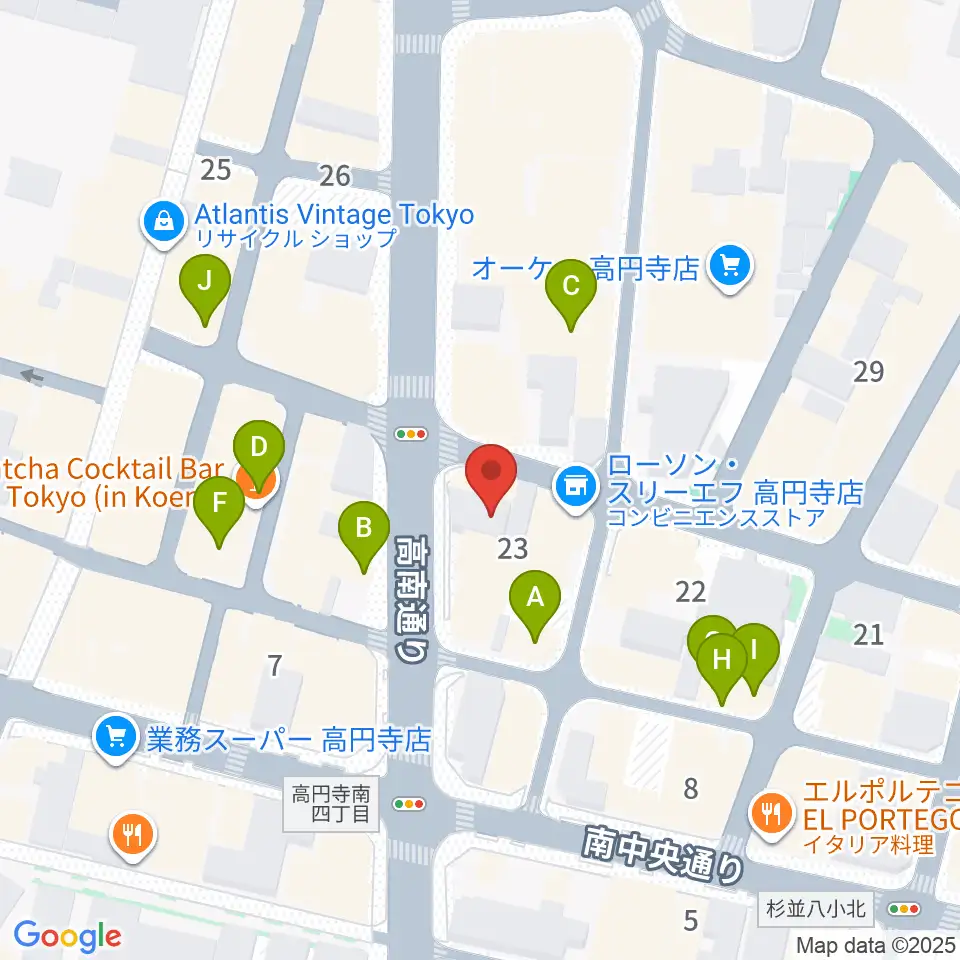 高円寺レコードショップBASE周辺のカフェ一覧地図