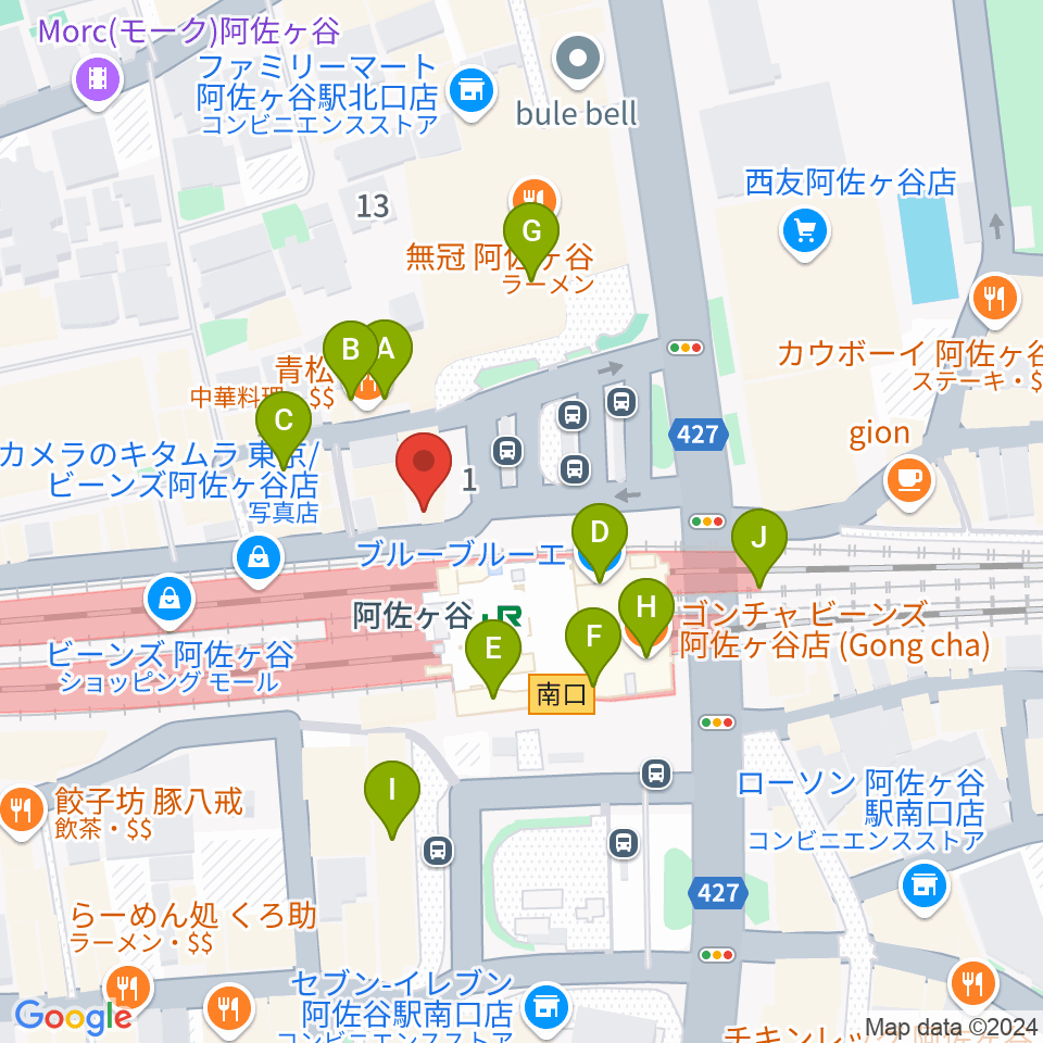 阿佐ヶ谷スタッカート周辺のカフェ一覧地図