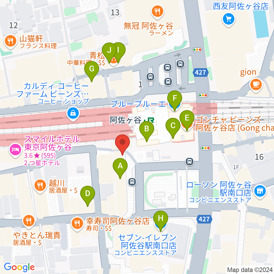 阿佐ヶ谷クラヴィーア周辺のカフェ一覧地図