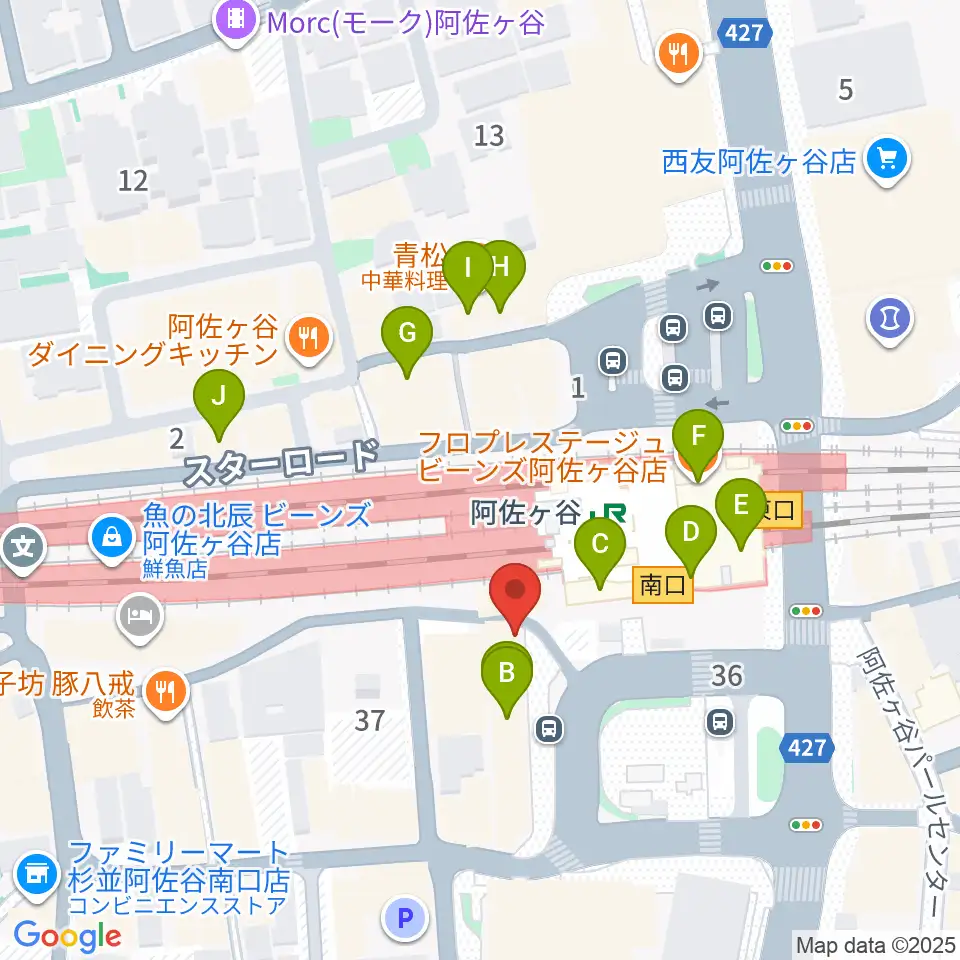 阿佐ヶ谷クラヴィーア周辺のカフェ一覧地図