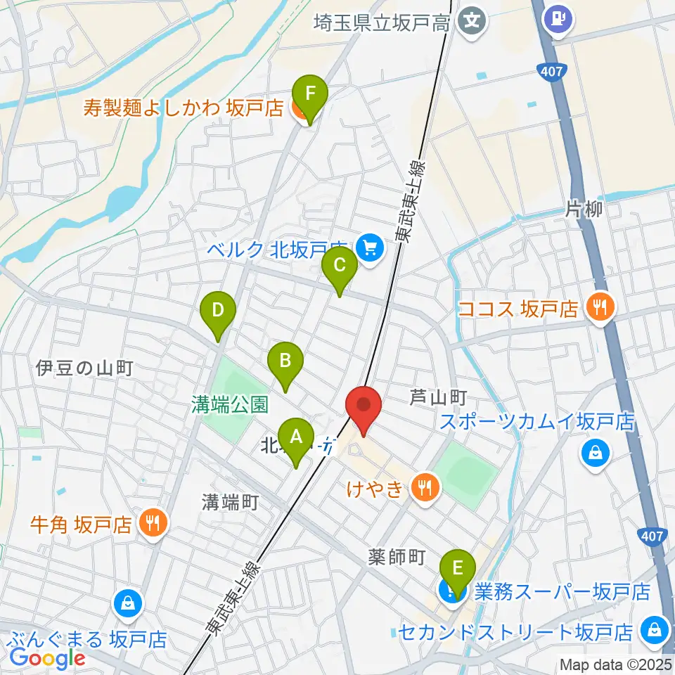 坂戸市文化施設オルモ周辺のカフェ一覧地図