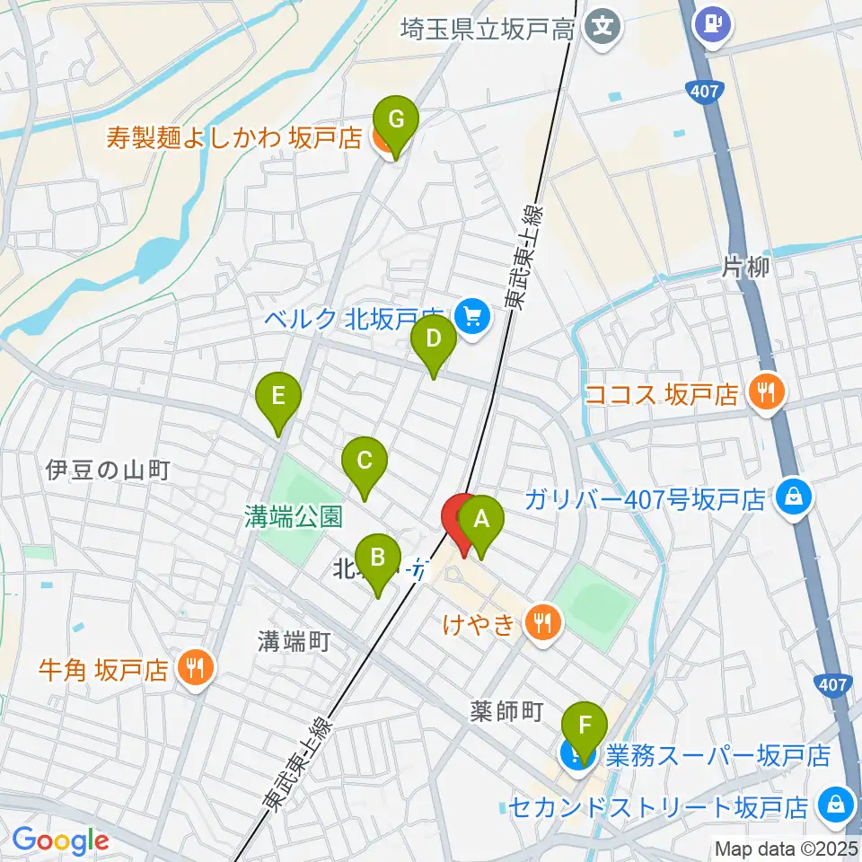 坂戸市文化施設オルモ周辺のカフェ一覧地図
