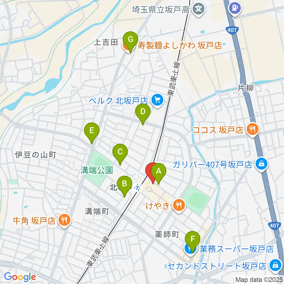 坂戸市文化施設オルモ周辺のカフェ一覧地図