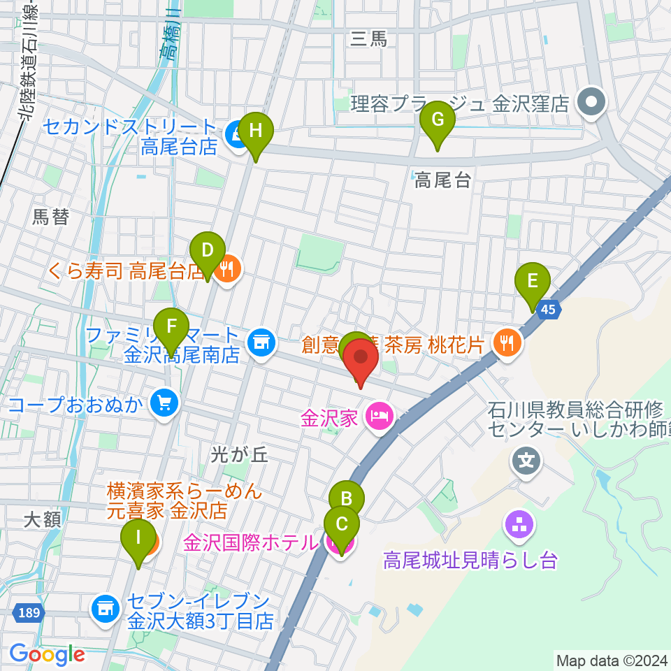 北村 箏・三弦教室周辺のカフェ一覧地図