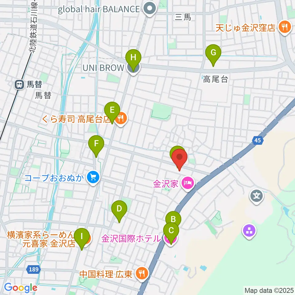 北村 箏・三弦教室周辺のカフェ一覧地図