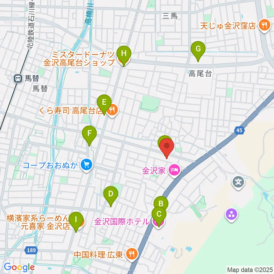 北村 箏・三弦教室周辺のカフェ一覧地図