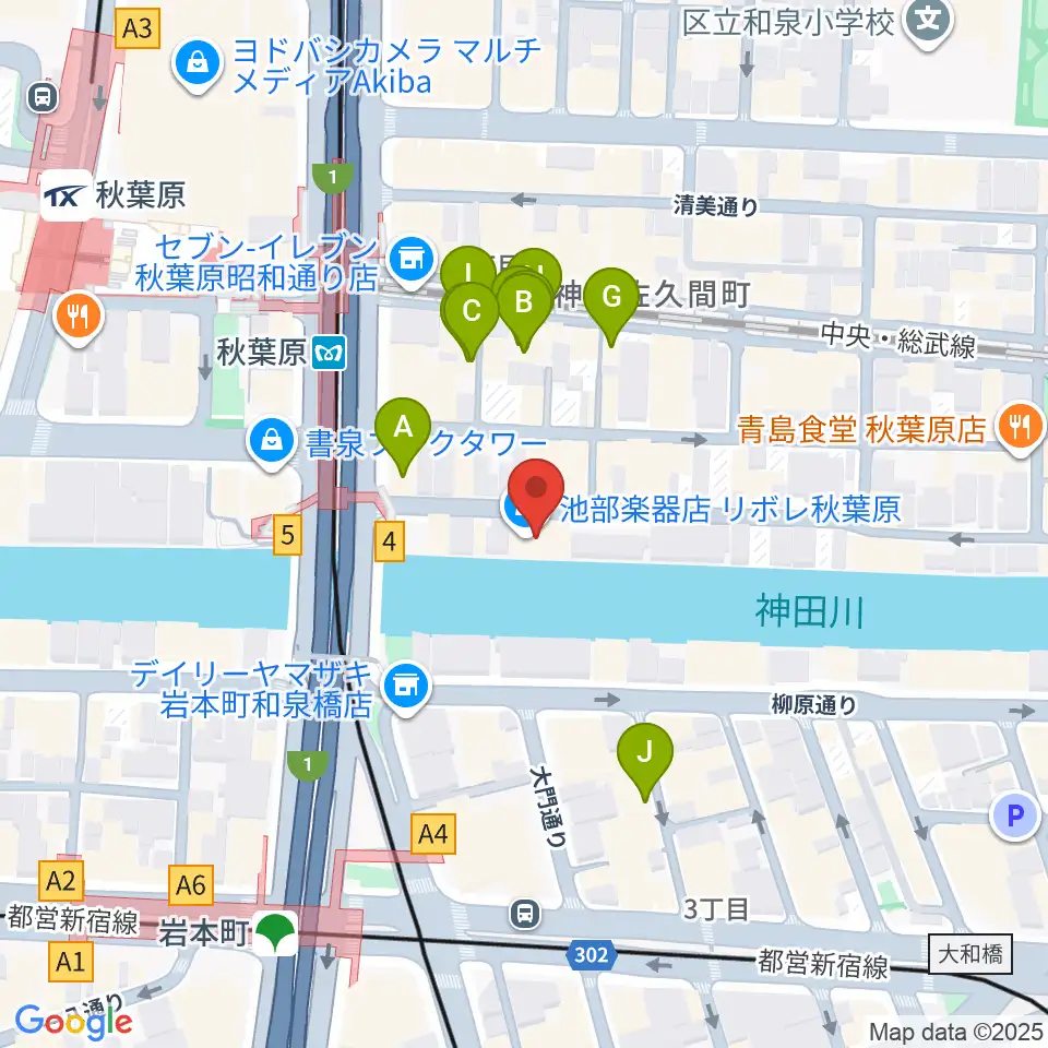 CLUB GOODMAN周辺のカフェ一覧地図