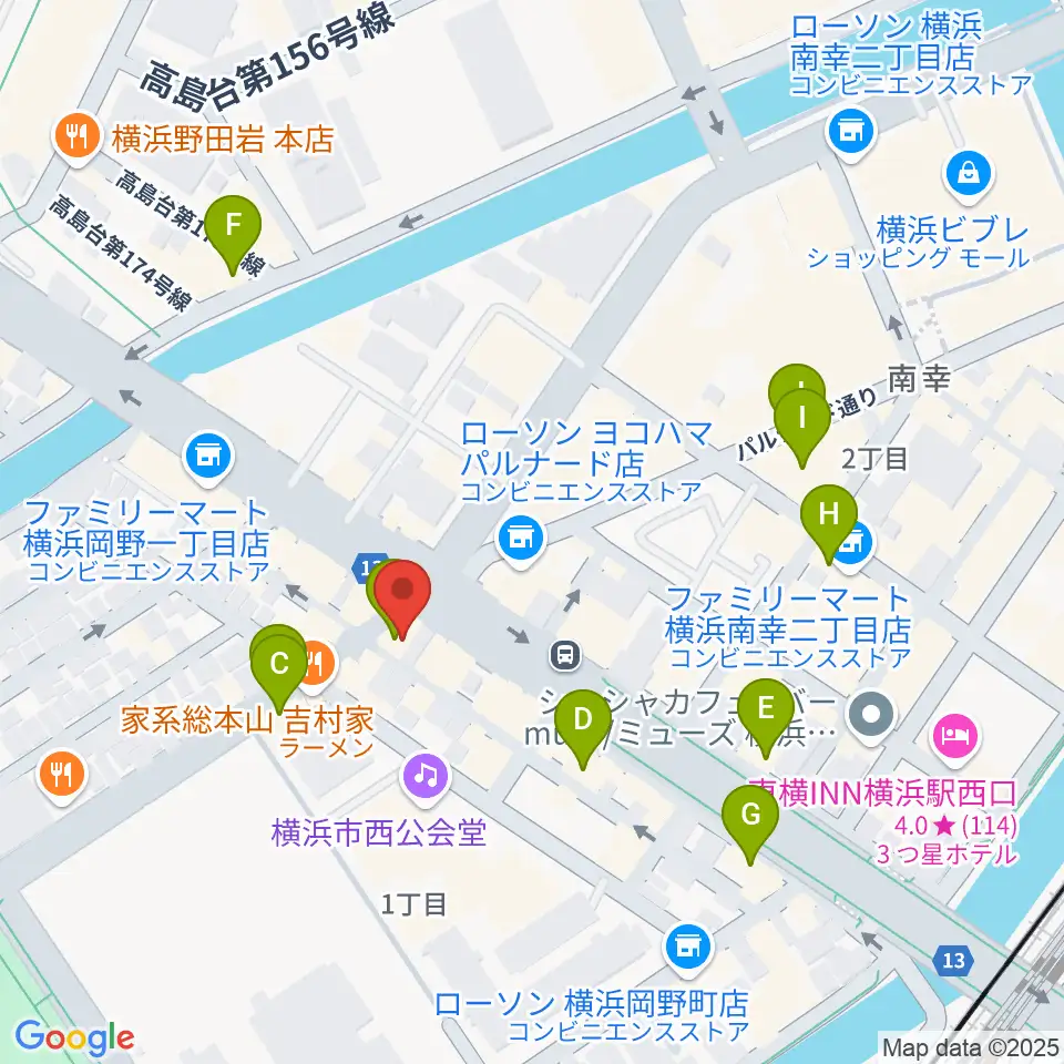 ベリーメリーミュージックスクール横浜校周辺のカフェ一覧地図