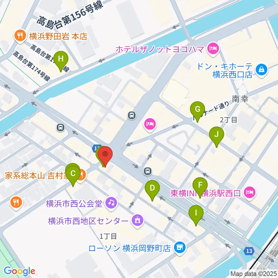 ベリーメリーミュージックスクール横浜校周辺のカフェ一覧地図