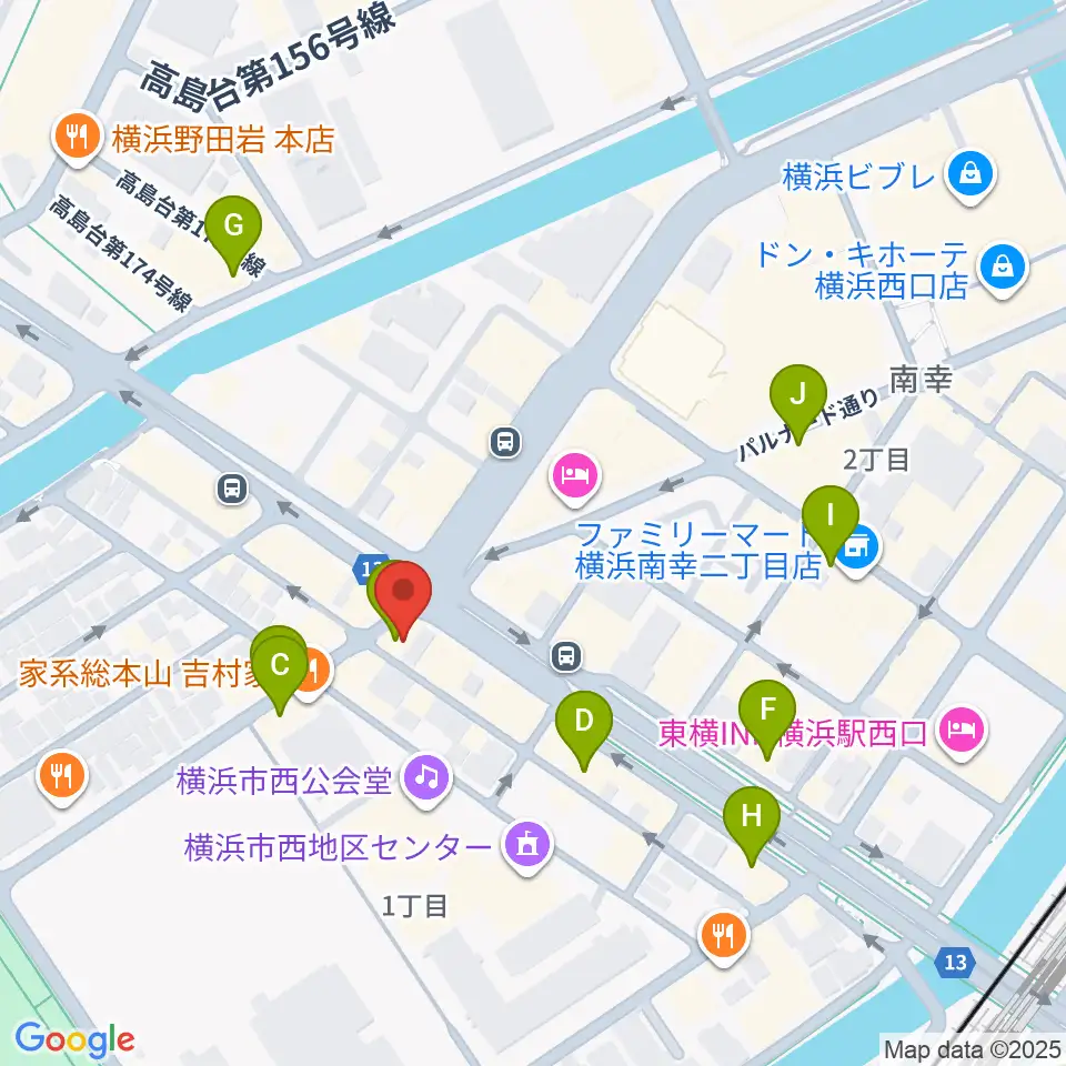 ベリーメリーミュージックスクール横浜校周辺のカフェ一覧地図