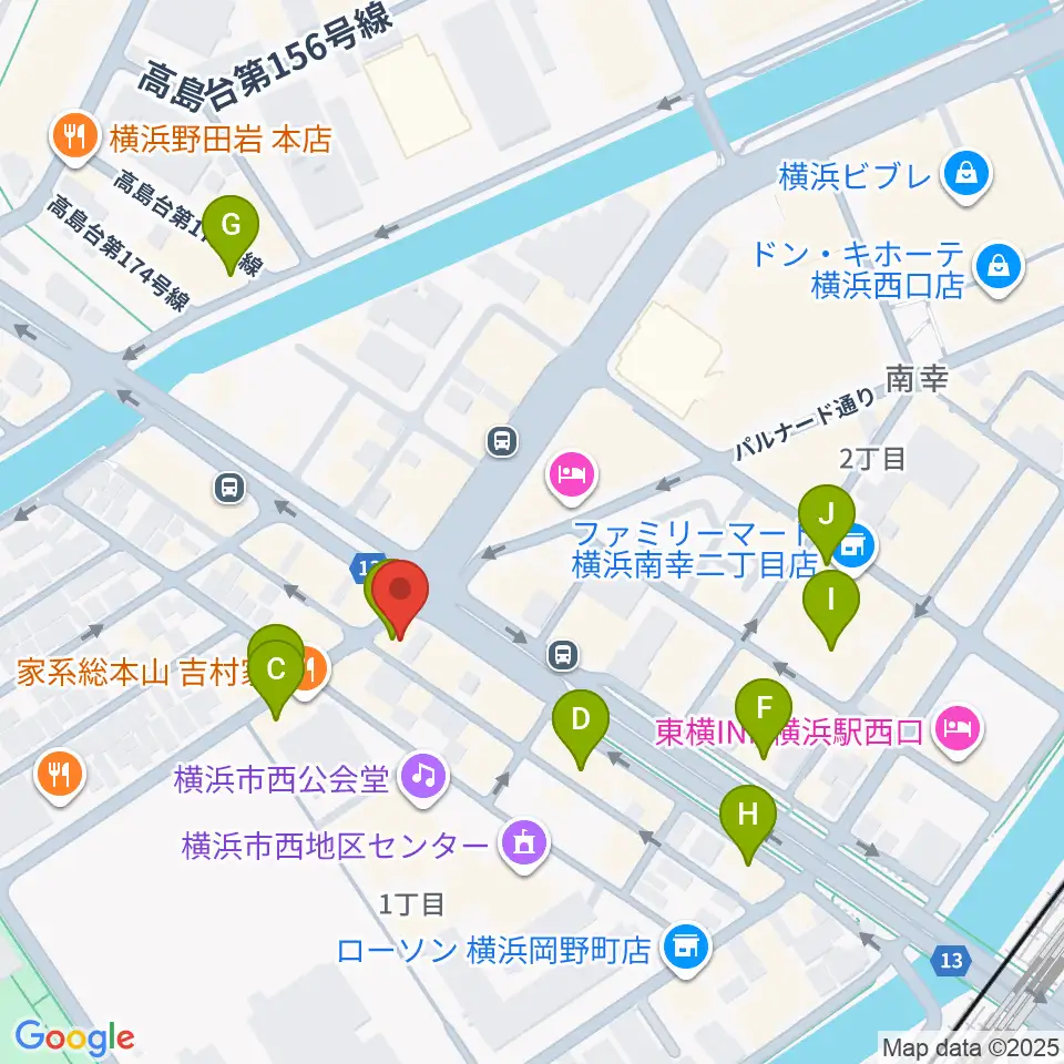 ベリーメリーミュージックスクール横浜校周辺のカフェ一覧地図