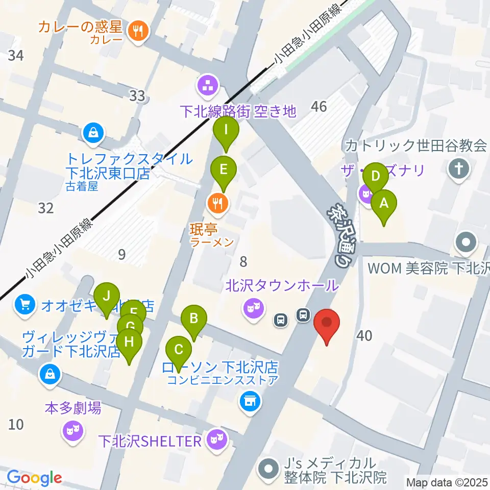 ディスクユニオン下北沢店周辺のカフェ一覧地図