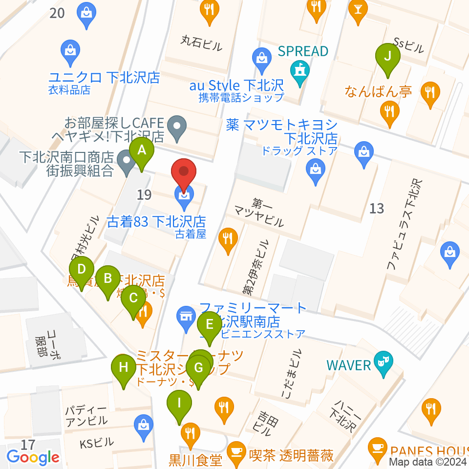 下北沢バラックブロックカフェ周辺のカフェ一覧地図